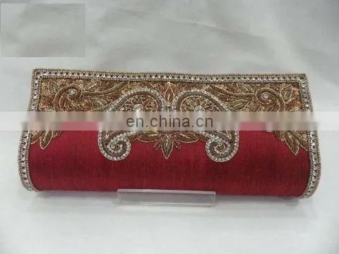 Vintage Indian ZARDOZI Embroidered Beaded Evening Bag Purse