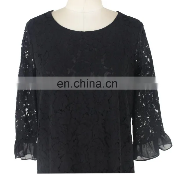 2017 Latest Korea Style Black Color Elegant Lace Three Quarter Sleeve Party Dress Evening Wear photo-6