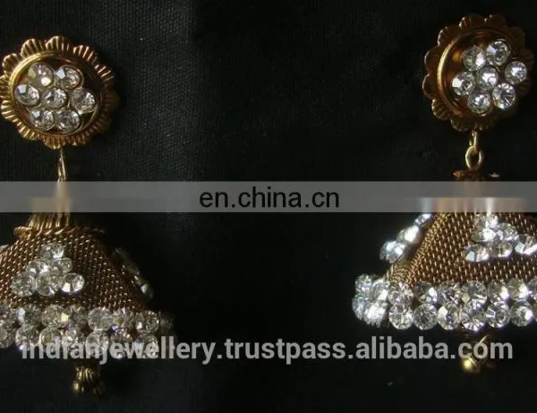 Indian Jewelry Jhumka Earrings, Big Jhumka, Gold Silver Plated Earrings Manufacturer photo-6