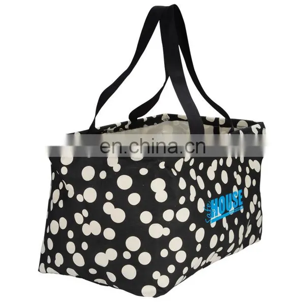 XD1019 Utility Tote Folding Stripe Canvas Beach Tote Bag Wholesale photo-2