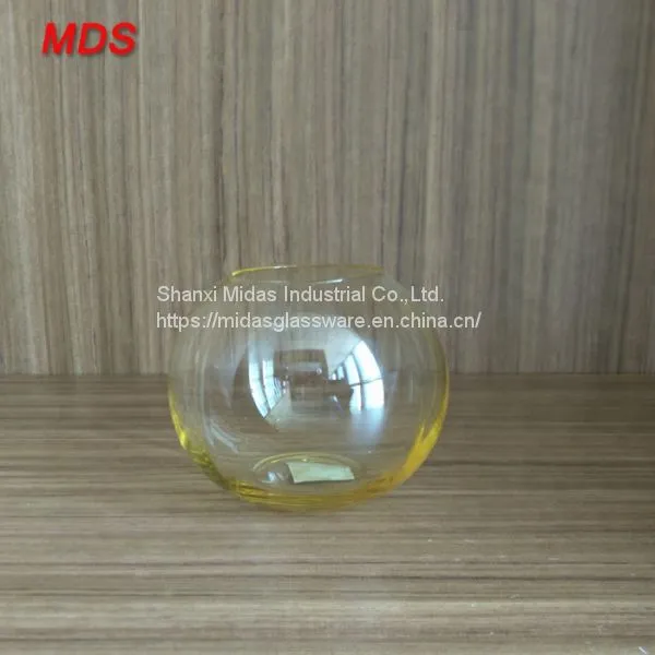Round Yellow Small Glass Fish Bowl Vase for Flowers photo-5