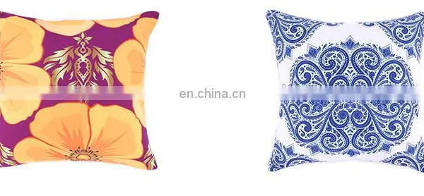 Wholesale Decorative Stocking Flower Printed Polyester Canvas Outdoor Cushion Cover With White Piping and Invisible Zipper photo-3