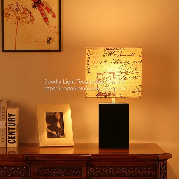 LED Light,Fast Charge Wood USB Side Table and Desk Lamp With Screen Line Fabric Shade,Touch Switch photo-3