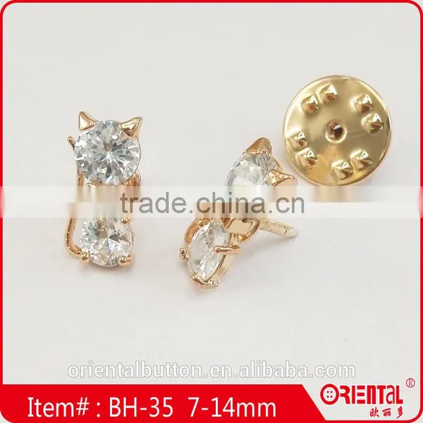 Cute Pussy Cat Shape Clear Stone Plating Metal Brooch photo-2