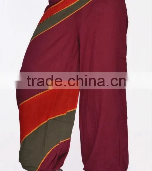 Women Stylish Black and Maroon Color Cotton Harem Pants Trousers Afghani Bottoms photo-2