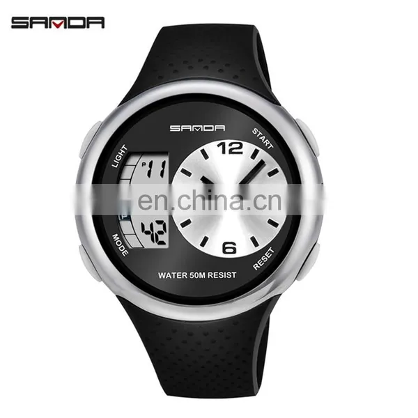 SANDA 763 Men Boys Sport Latest Silicone Strap Quartz Analog Waterproof Cheap Digital Watch photo-4
