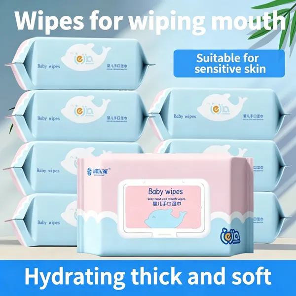 60 Sheets Large Purified Water Baby Hand & Mouth Wipes | Wholesale Infant Sanitary Wet Wipes Factory, Ready Stock