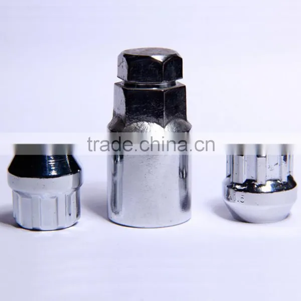 Auto Wheel Hub Nut Chrome Plated Steel