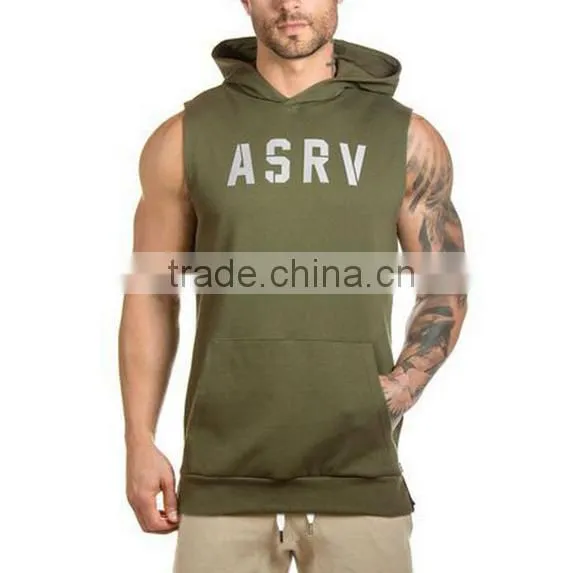 Wholesale Mens Cotton Sleeveless Pullover Gym Hoodies photo-3