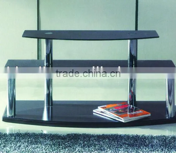 Modern Design Glass and Metal Tube TV Stand