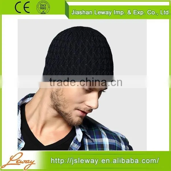 High Quality China Sale Men's Fashion Black Knitted Rib Beanie photo-2