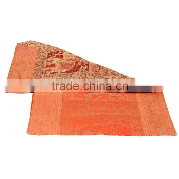 Silk Rectangle Runner With Stripe Design Orange Colour 17*72 Inches photo-3