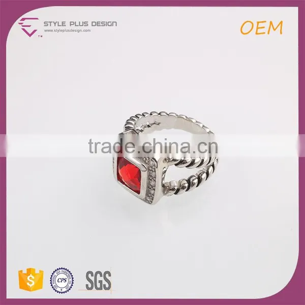 R63497501 Best Seller New Design Ladies Finger Ring Ruby Stone Finger Ring Red Coral Stone Ring For Women