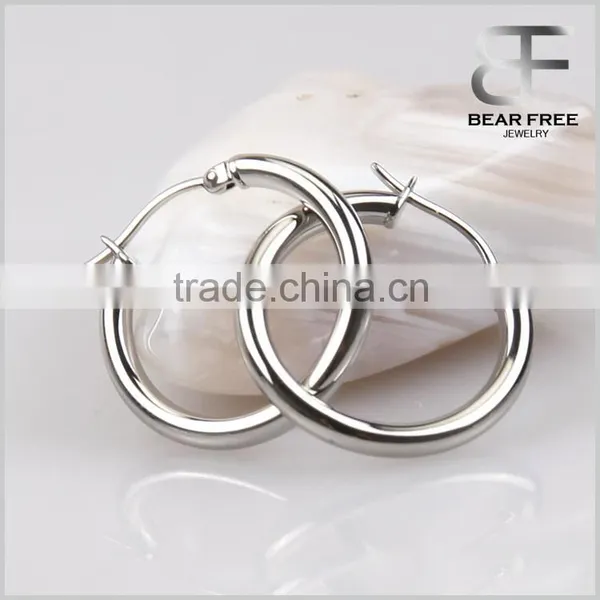 Factory Direct Price High Polished Stainless Steel Hoops Womens Mens Huggie Earrings photo-3
