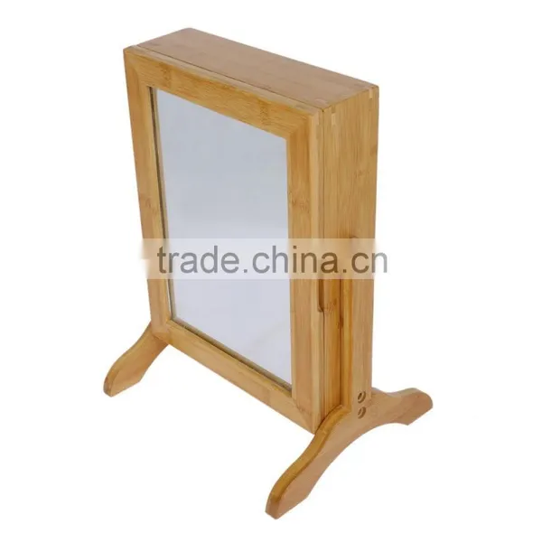 Bamboo Jewelry Box With Mirror,mini Jewelry Cabinet photo-3