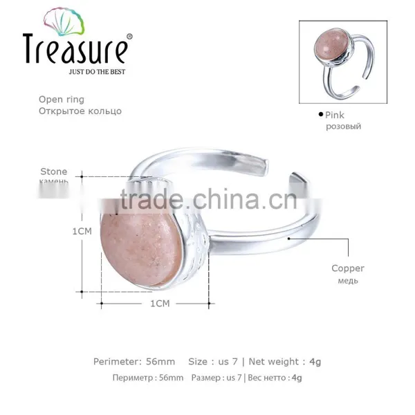2016 New Design Pink Stone Silver Plating Copper Open Ring Wholesale in Spring photo-3