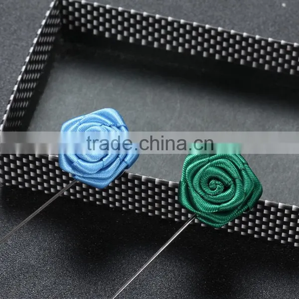 Custom Handmade Felt Fabric Rose Lapel Pins Rolling Flower Pins photo-3