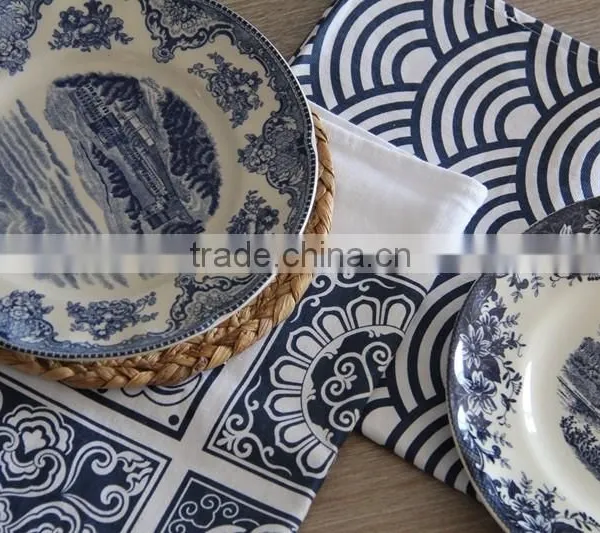 Chinese Porcelain style Tea towel Parttern printed Kitchen Towel Cotton Dish Towel