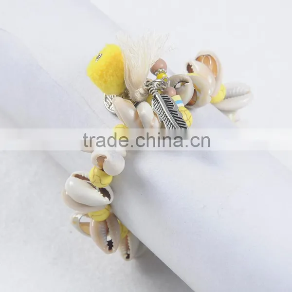 Bohemia Jewelry Stone Teething Pom Shell Bracelet photo-4