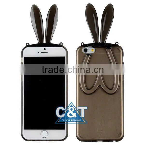 C&T Premium Quality Cute Adorable Rabbit Bunny Ears Soft TPU Case for Apple IPhone 6 4.7" Clear photo-2