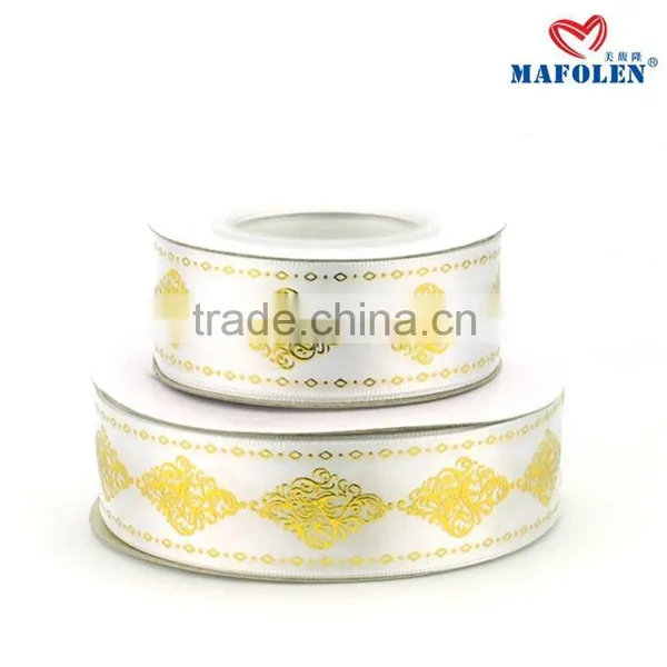 Satin Ribbon High Density Polyester Gold Foil Printed Merry Christma Ribbon on Sale photo-6