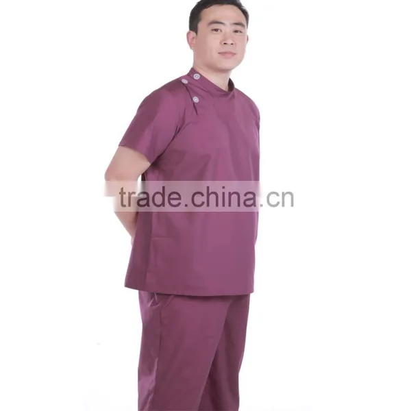 2016 HotSelling Fashion Style Plain Woven Hospital Use OEM/cheap Medical Polyester Cotton Short Sleeve Scrubs With High Quality photo-4