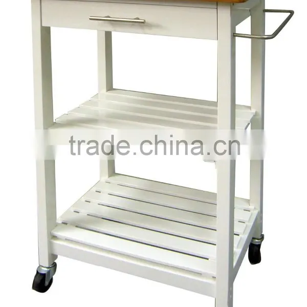 Bamboo Kitchen Trolleys With Baskets Wheels for Kitchen Room photo-2