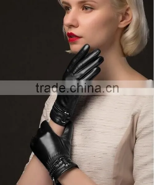 Fashionable Leather Gloves For Women Classic Black Leather Gloves For Women photo-3