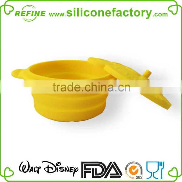 Portable Kids Using for Camping Travelling Lovely Silicone Foldable Bowl With Cover photo-4