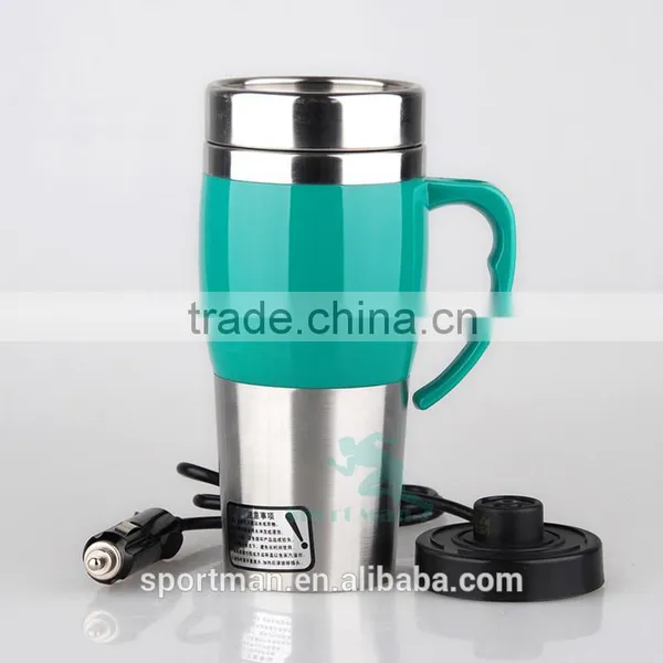 Eco-Friendly Tailored Lightweight Travel Mug With Easy-clean Lid Electric Car Heating Vacuum Flask Stainless Steel Coffee Mug photo-2