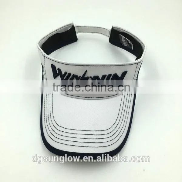 100% Cotton White 3D Embroidery Men's Golf Visor Caps photo-3
