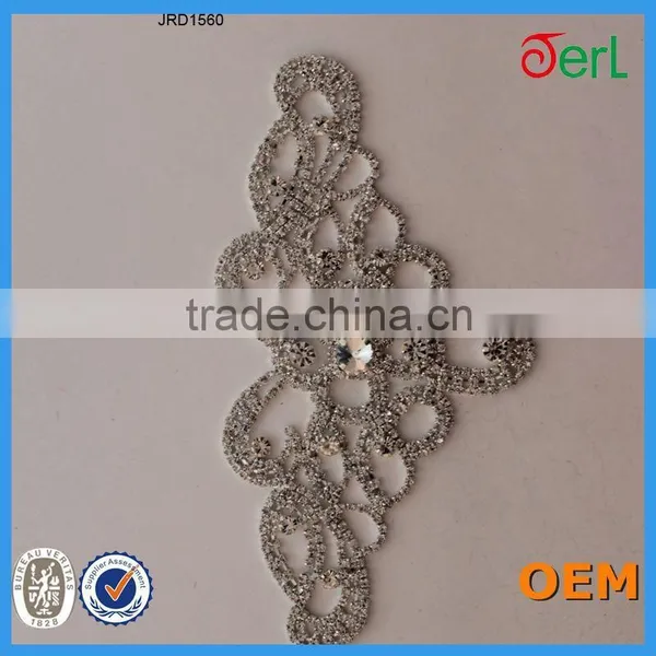 Wholesale Charming Crystal Silver Lady Rhinestone Lace Motif Sewed on Wedding Dress photo-3