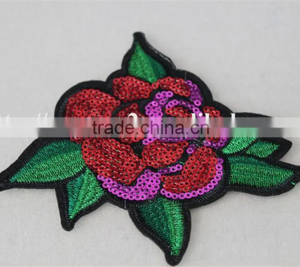Good Looking 12*13cm Sexy Red Flower Pattern Diamond Patch Sequin Embroidery Applique for Dancer photo-2