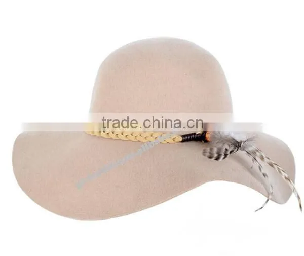 New Hot Product for 2014 Fashion Women Promotional Party Felt Hat Wide Brim With Fur photo-3