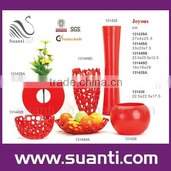Attractive Wholesale Decoration Red Fruit Bowl and Vase