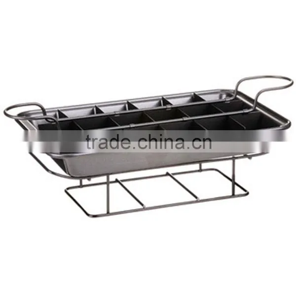 4 Pieces Brownie Square Sectioned Carbon Steel Bakeware Non-Stick Divided Baking Pan photo-4