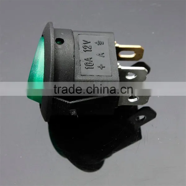 Green Neon 3 Pin 4.8mm Terminals 12V 16A Universal LED Illuminated Car Button Lights ON/OFF Round Rocker Switch Dash Boat Van photo-5