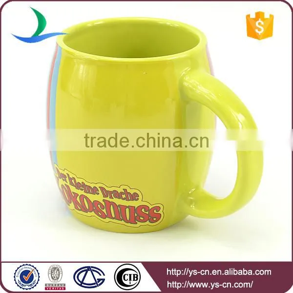 YSm0026 Light Green Glazed Chunky Mug With Cute Cartoon photo-3
