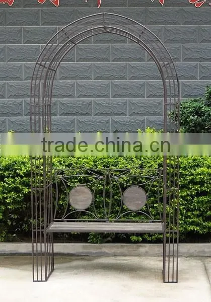 Antique Brown Garden Bench With Arbour photo-4