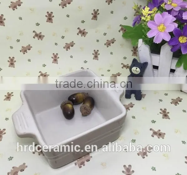Wholesale Stocked Ceramic Square Bakeware Stoneware Plate With Two Handle photo-5