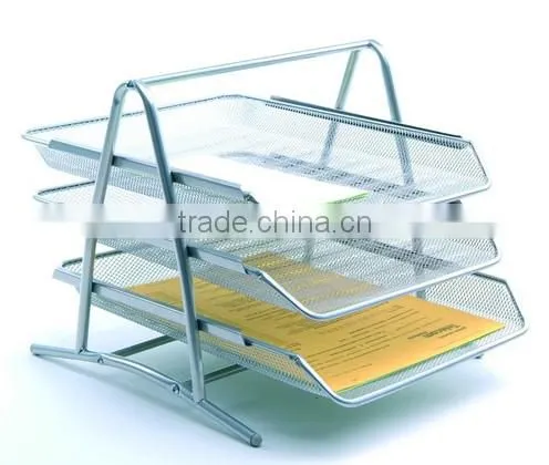 3 Tier Metal Mesh Desk Stackable Paper Trays photo-2