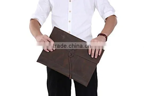 Crazy Horse Genuine Leather Clutch Briefcase Laptop Bag for MacBook Air or Apple Ipad photo-4