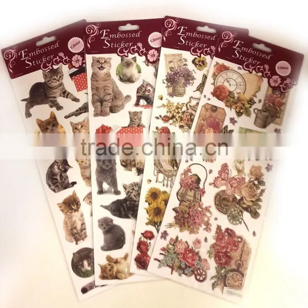 Cat Design Sticker, Lovely Cat Sticker for Decoration, Vivid Animal Decorative Shinny Glitter Sticker photo-6
