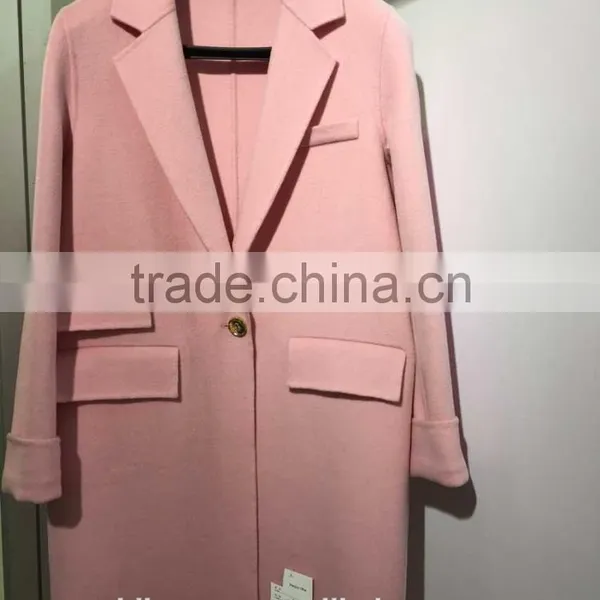 Ladies Handle Pinck 100% Wool Coat for Sring and Fall photo-2