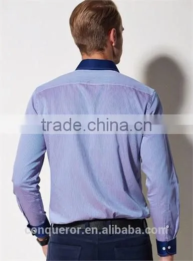 New Design Contrast Fabric Made to Measure Cotton Slim Men Shirt BSZ0077 photo-2