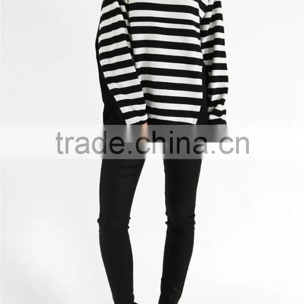 Oversized Loose Two Color Striped Sweatshirt,sweatshirt Extra Long photo-2