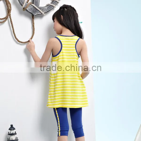 2016 Wholesale Leisure Boutique Customized Stripe Children Clothing Sets for Summer photo-2