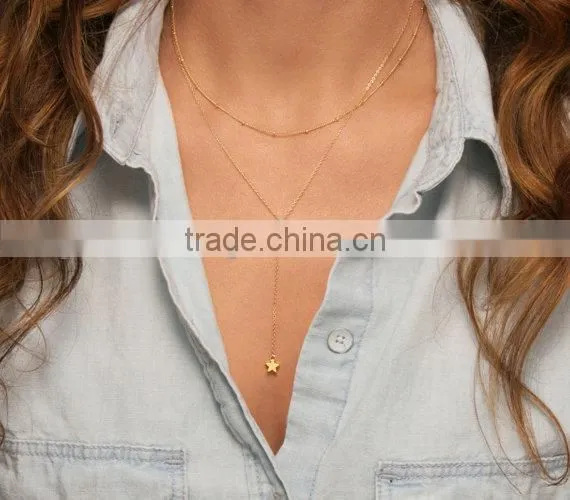 Light Weight Simple Gold Triangle Bar Pentagram Pendant Metal Infinity Women Layer in Necklace Fashion Jewelry Jewellry photo-3