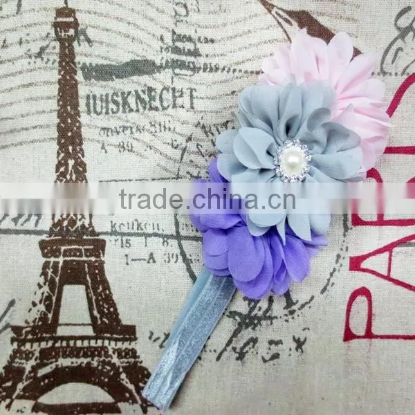 Baby Chiffon Twirl Pleated Ballerina Flower Headband Wholesale photo-5