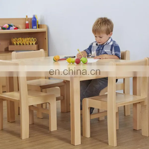 Hot Sell Preschool Furniture Wooden Children Table Kindergarten Table Chair photo-4